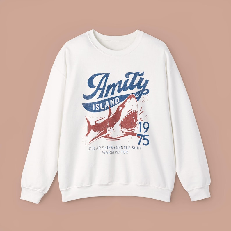 Jaws Inspired Amity Island Shark Crewneck Sweatshirt