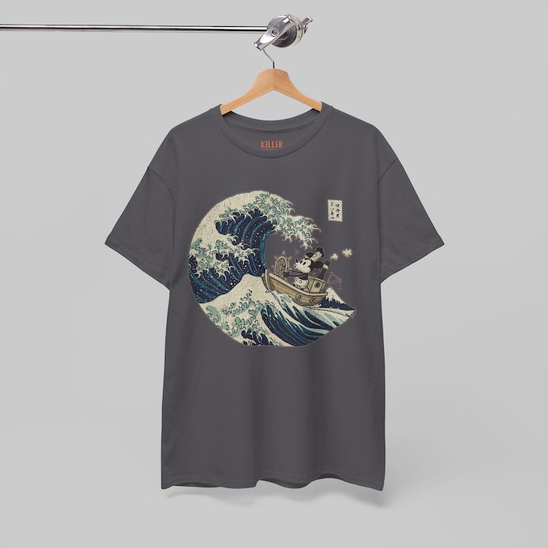 Steamboat Willie in Japan Mickey Mouse Vintage Graphic Tee, Japanese Ukiyo-e Style image 8