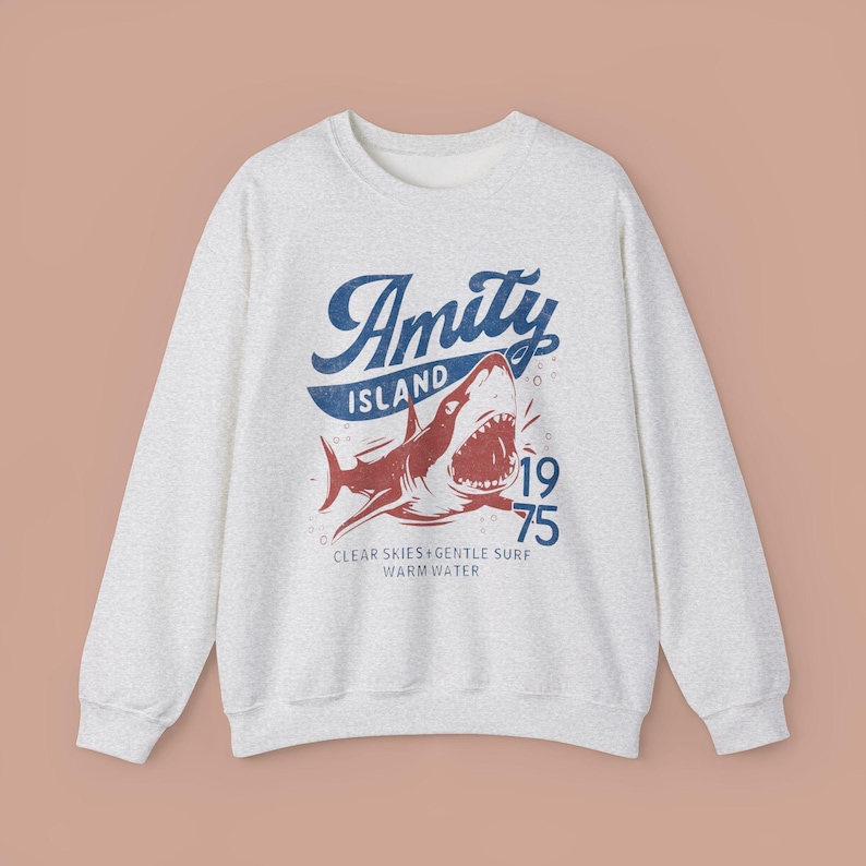 Jaws Inspired Amity Island Shark Crewneck Sweatshirt