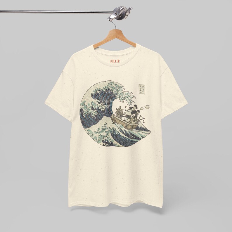 Steamboat Willie in Japan Mickey Mouse Vintage Graphic Tee, Japanese Ukiyo-e Style image 6