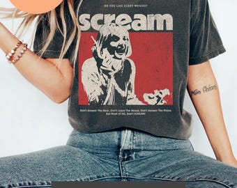 T-shirt graphique d'Halloween Scream Horror de Comfort Colors. Chemise rétro culte des années 90