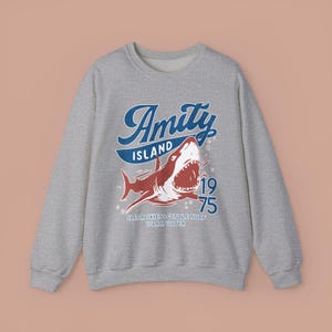Jaws Inspired Amity Island Shark Crewneck Sweatshirt