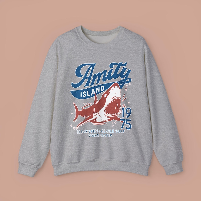 Jaws Inspired Amity Island Shark Crewneck Sweatshirt