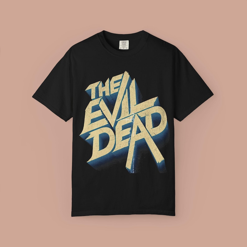 The Evil Dead Retro Graphic Tee, Horror Movie Unisex T-shirt, Halloween Gift, Vintage Horror Shirt, Comfort Colors Garment-Dyed Shirt Black