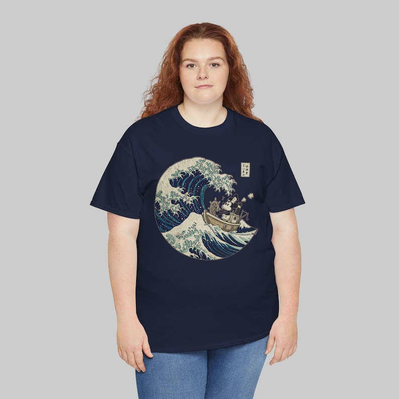 Steamboat Willie in Japan Mickey Mouse Vintage Graphic Tee, Japanese Ukiyo-e Style image 11