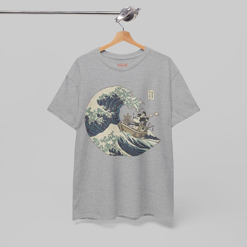 Steamboat Willie in Japan Mickey Mouse Vintage Graphic Tee, Japanese Ukiyo-e Style image 5