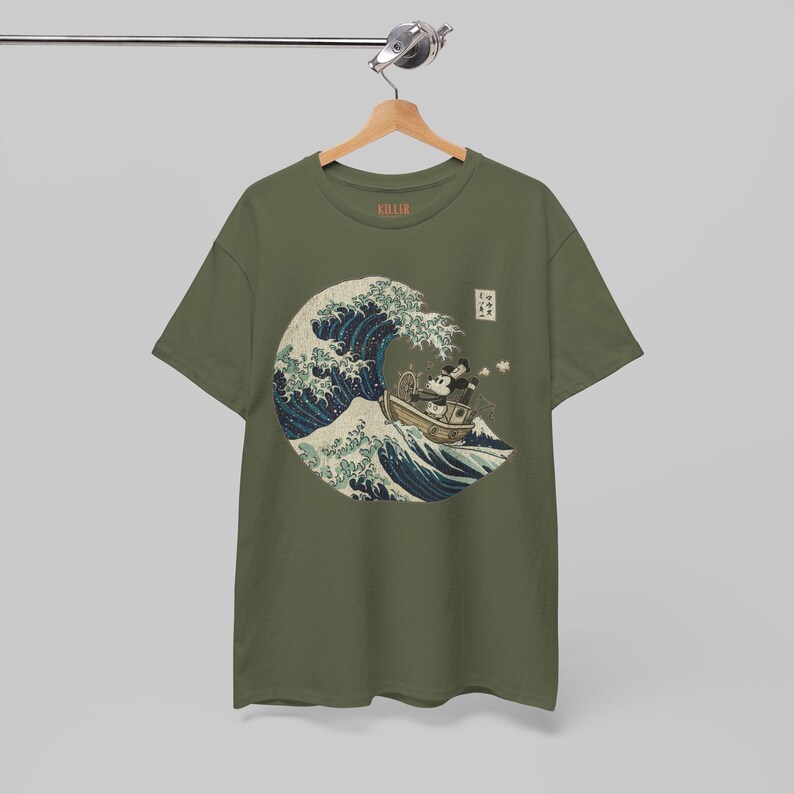 Steamboat Willie in Japan Mickey Mouse Vintage Graphic Tee, Japanese Ukiyo-e Style image 7