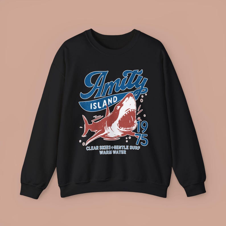 Jaws Inspired Amity Island Shark Crewneck Sweatshirt