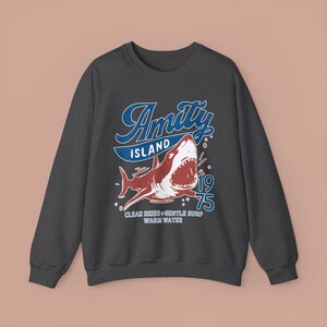 Jaws Inspired Amity Island Shark Crewneck Sweatshirt
