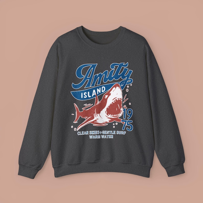 Jaws Inspired Amity Island Shark Crewneck Sweatshirt