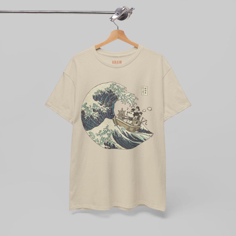 Steamboat Willie in Japan Mickey Mouse Vintage Graphic Tee, Japanese Ukiyo-e Style image 4
