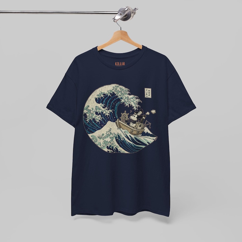 Steamboat Willie in Japan Mickey Mouse Vintage Graphic Tee, Japanese Ukiyo-e Style image 9