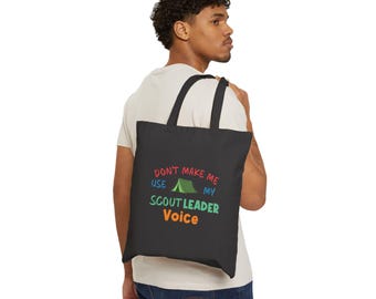 Scout Leader Cotton Canvas Tote Bag | Funny Tote, Eco-Friendly Bag, Camping Gift, Outdoor Fun, Scouting Gear