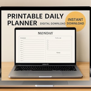 Printable Daily Planner PDF | Productivity Template | To-Do List & Time Blocking | Digital Planner | Instant Download