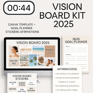 2025 Vision Board Kit: 5-in-1 Printable Templates (A4 Digital Download)