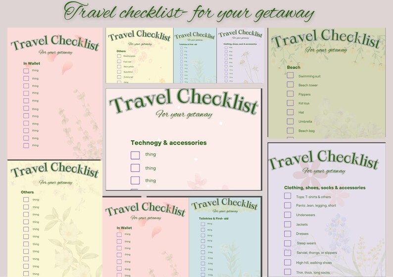 Editable Travel & Daily Checklist Templates- Printable Canva Planner ...