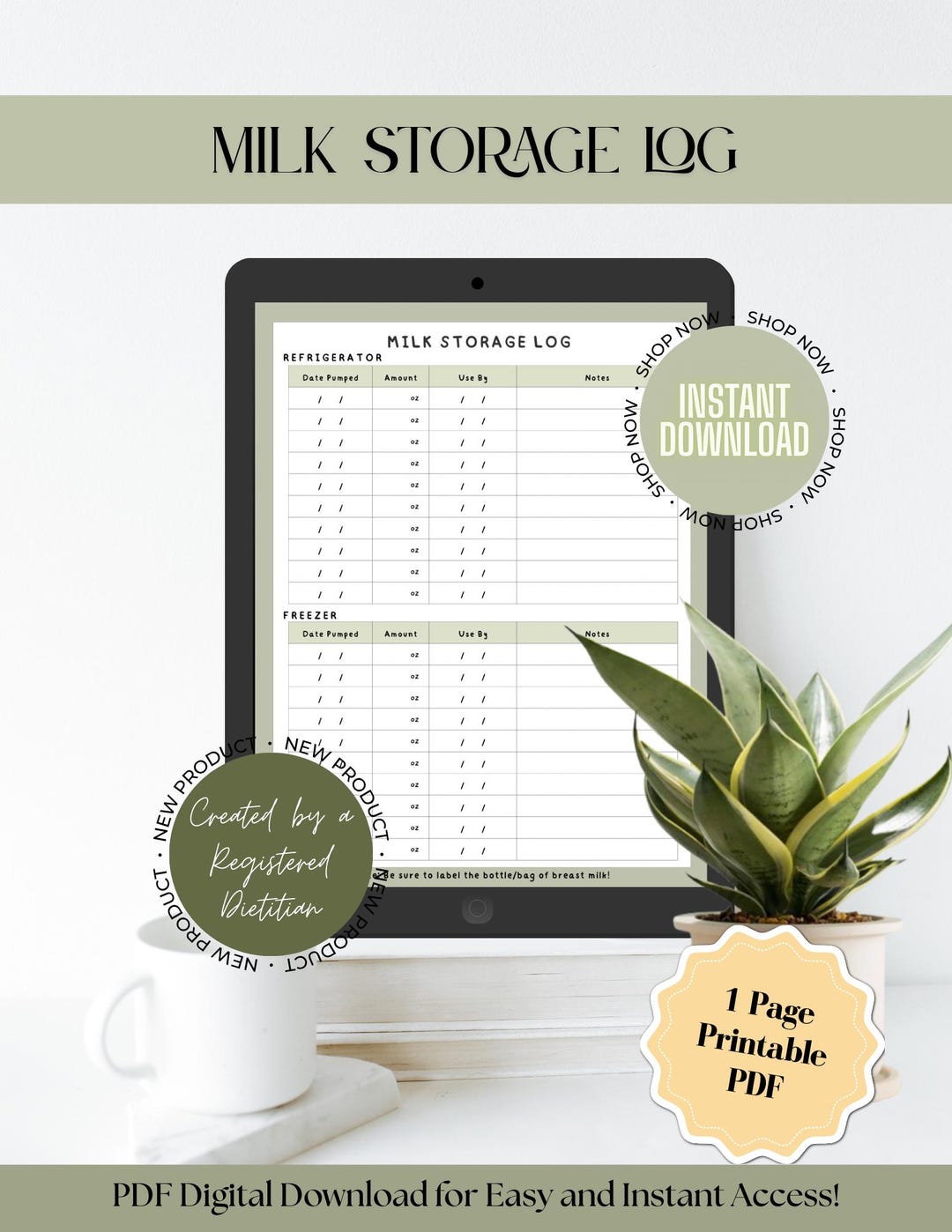 Breastmilk Storage Log: Printable Storage Tracker (PDF Download) - Etsy