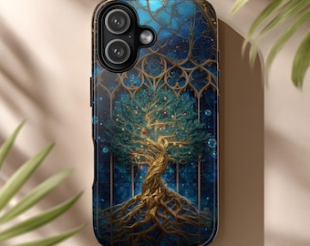 Gothic Tree of Life Phone Case, Stained Glass Night Sky for iPhone & Android