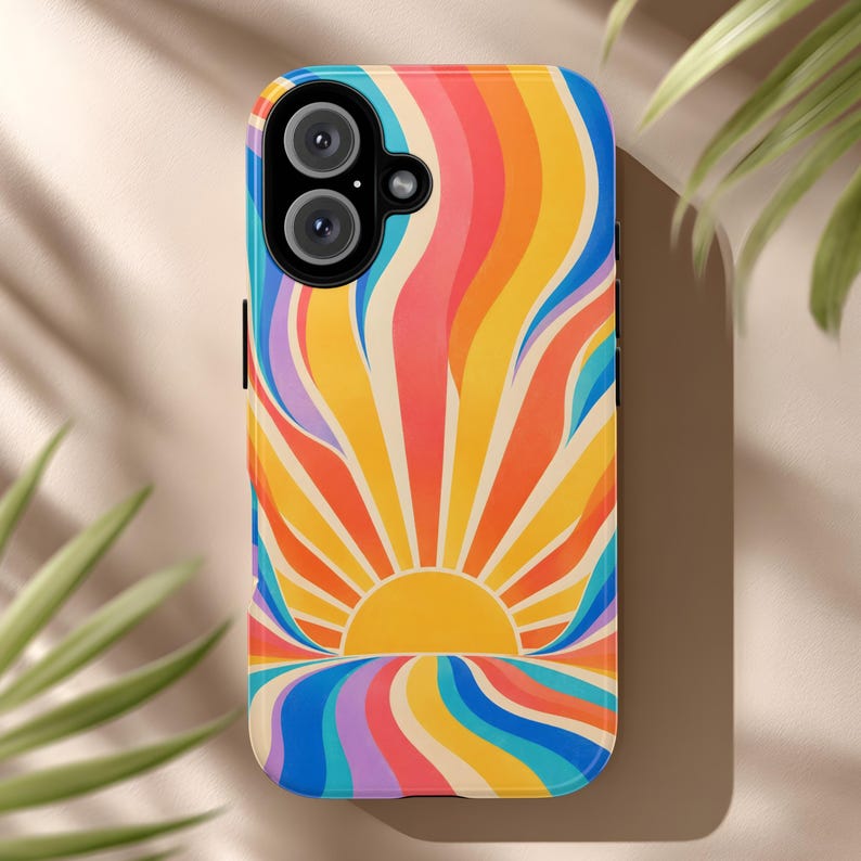 Rainbow Sunburst Waves Phone Case | Iphone| Samsung | Google Pixel ...