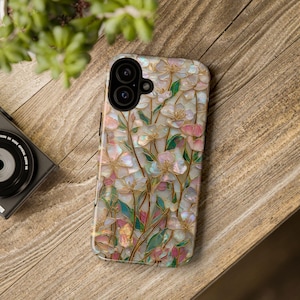 Wildflower Mosaic Phone Case: Stained Glass Effect, Floral Art Nouveau