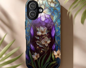Stained Glass Floral Phone Case, Art Nouveau Cathedral Arch for iPhone & Android