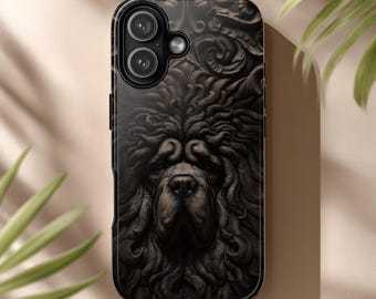 Tibetan Mastiff Phone Case, Dark Guardian Carved Look for iPhone & Android