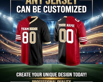 Camiseta de fútbol dividida personalizada, camiseta dividida de equipo personalizada para cualquier equipo, camisetas de fútbol personalizadas, regalo de cumpleaños para niños pequeños, niños, él y ella