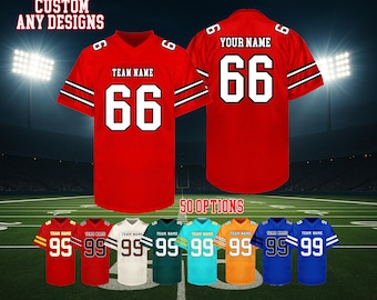 Camiseta de fútbol personalizada con bordado de nombre y número. Camiseta deportiva, uniforme, regalos de cumpleaños y vacaciones para hombres, mujeres, niños y bebés.