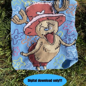 Wzór szydełkowy Tapestry Crochet Tony Tony Chopper PDF | One Piece anime plakat szydełkowy | Crochet chart | Graphgan wzór