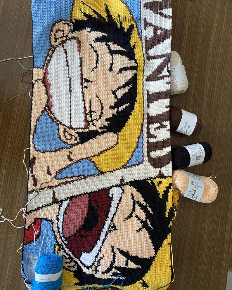 Luffy Wanted Poster Crochet Pattern PDF | One Piece Crochet Wall Art ...