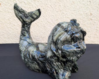 Hand-Carved Jade Mermaid Carving