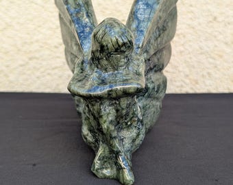 Jade Fairy Carving – 5 Inch Hand-Carved Jade Fairy Sculpture – Magic, Protection & Nature Spirit Crystal Decor