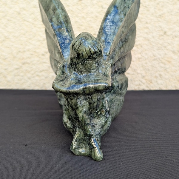 Hand-Carved Jade Fairy Sculpture – Nature Spirit Crystal Decor, 5 Inch
