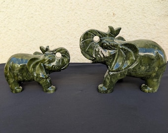 Hand-Carved Jade Elephant Statue – Feng Shui Crystal Decor