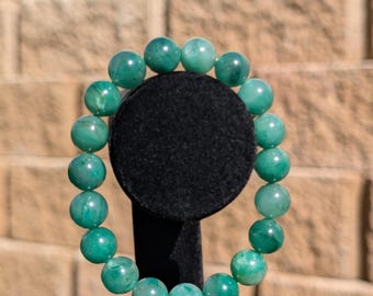 Jade Healing Crystal Bracelet – 10mm Natural Green Jade Gemstone