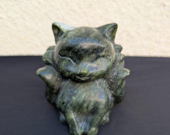 Hand-Carved Jade 9 Tailed Fox Carving