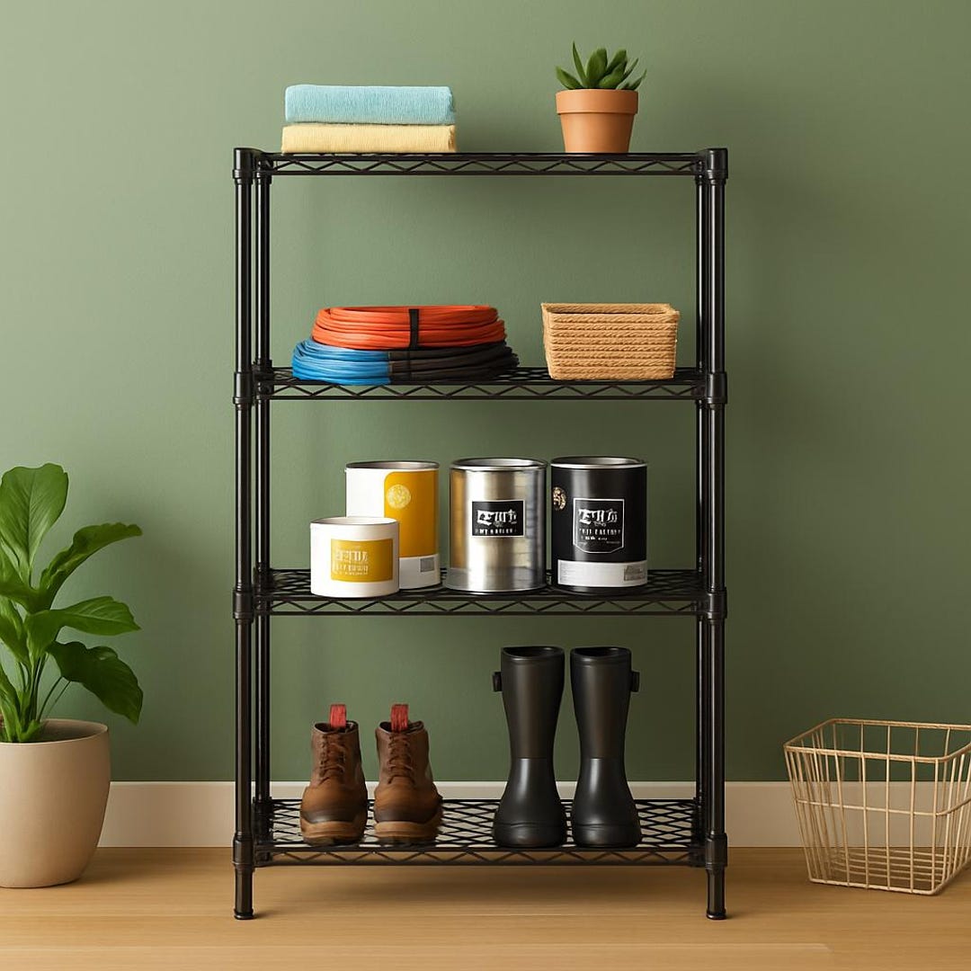 Wire Rake Adjustabel 4-tier Black Alloy Steel Wire Rack: Adjustable Shelving, 800 Lb ...