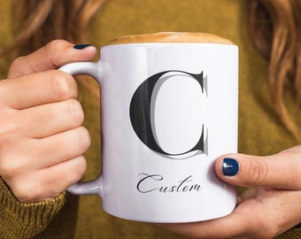 Personalized Initial Coffee Mug, Custom Letter Mug, Minimalist Monogram Mug, Custom Name Mug, Gift for Her & Him, Custom Mug, Your Own Mug