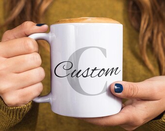 Custom Initial Mug, Personalized Letter Coffee Mug, Minimalist Name Mug, Custom Gift for Her or Him, Monogram Mug, Holiday Gift