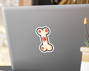 Cute Dog Bone Sticker with Paw Prints | Dog Lover Sticker | Pet Lover Vinyl Sticker | Cute Puppy Sticker | Pet Lover | Gift for Dog Mom