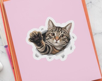 Cute Cat Paw Sticker, Realistic Cat Vinyl Sticker, Kitty Sticker for Laptop, Cat Lover Gift, Animal Decal, Coffee Cat Sticker, Laptops