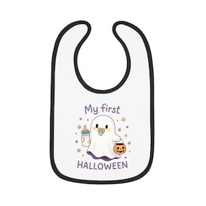 Halloween Baby Bib, My First Halloween Bib, Ghost Baby Bib, Cute Baby Shower Gift, Toddler Feeding Bib