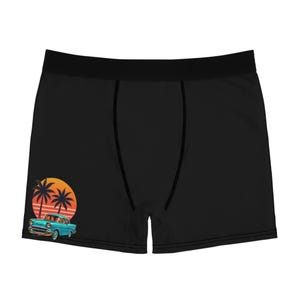 Tropical Vintage Boxer Briefs for Men, Fun Gift for Beach Lovers, Summer Vibe Underwear, Retro Boxer Shorts, Travel Essentials