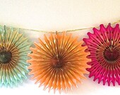 Neon Gold Punch 5 Fancy Frill Fans Tissue Garland
