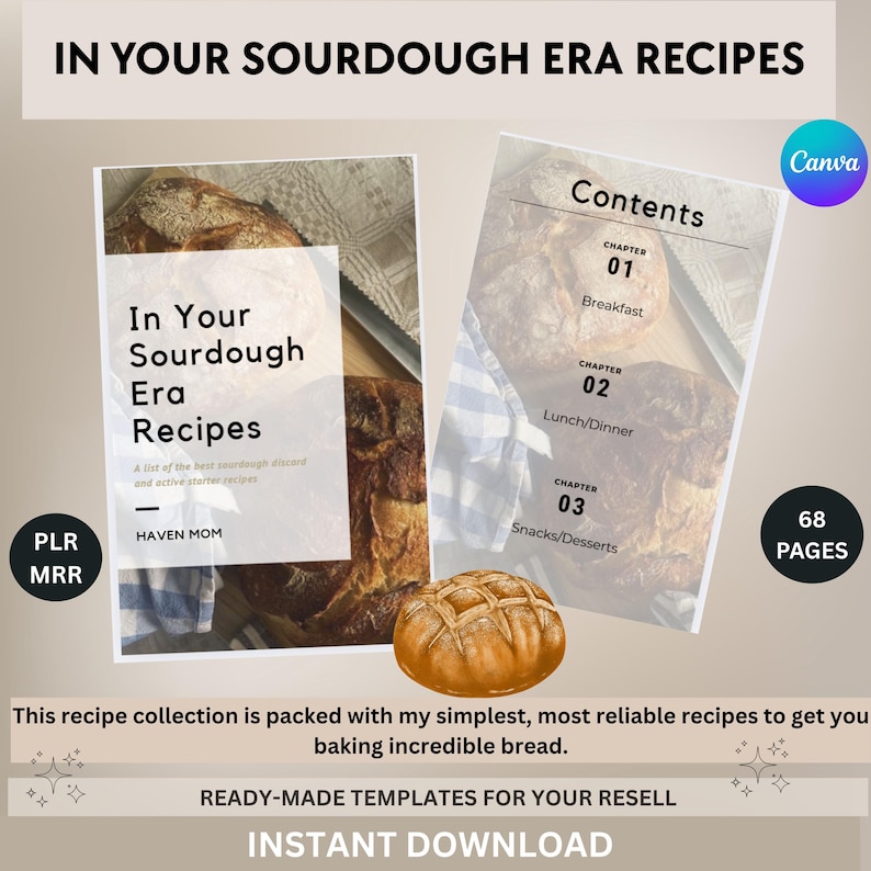 Sourdough Recipe Book: Step-By-Step Guide to Homemade Bread, Delicious Baking Recipes | Sourdough Starter & Discard Cookbook | PLR MRR |PDF, Digital Download, Instant Download
