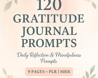120 Gratitude Journal Prompts, Daily Mindfulness Workbook (PDF)