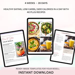 28 Tage - 4 Wochen Detox Speiseplan, PLR, MRR, Low Carb Speiseplan, Abnehmplan, Gesundes Abnehmen Speiseplan, Rezepte, Printable, DFY Bild 6