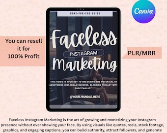 Anonieme Instagram-marketinggids met PLR/MRR (digitale download van Canva-sjabloon)