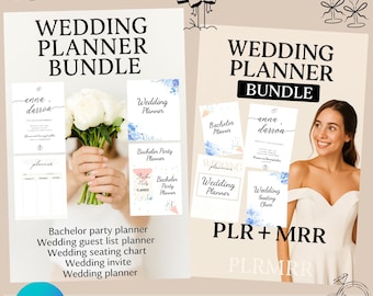 Wedding Planner Bundle, Editable Canva Templates (PLR+MRR)