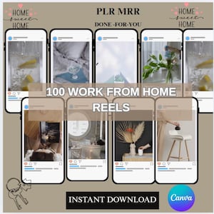 100 Work From Home Reels Ideas – PLR MRR | Viral Content Prompts for Creators & Entrepreneurs |Easy Ideas for Home Reels Video Content Canva, Digital Download, Digital Products